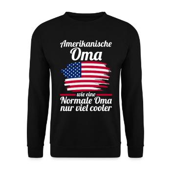 USA Amerikanerin AmerikanischeOma Amerikaner - Unisex Pullover - Schwarz - Vorne - Alina (178cm) & Michal (187cm)