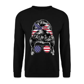 USA America American - Unisex Sweatshirt - black - Front - Alina (178cm) & Michal (187cm)