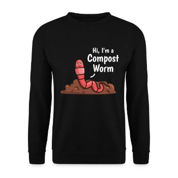 Hello I'm a compost worm Nice compost worm - Unisex Sweatshirt - black - Front - Alina (178cm) & Michal (187cm)
