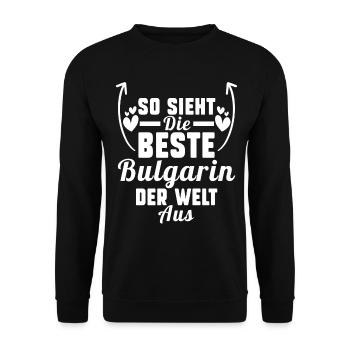 Balkan Bulgarien Bulgarin Bulgarisches - Unisex Pullover - Schwarz - Vorne - Alina (178cm) & Michal (187cm)