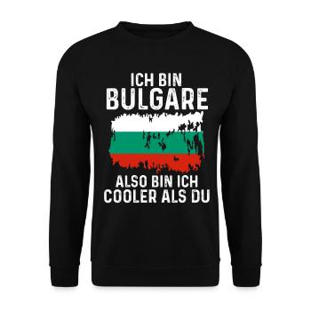 Balkan Bulgarien Bulgare Bulgarisches - Unisex Pullover - Schwarz - Vorne - Alina (178cm) & Michal (187cm)
