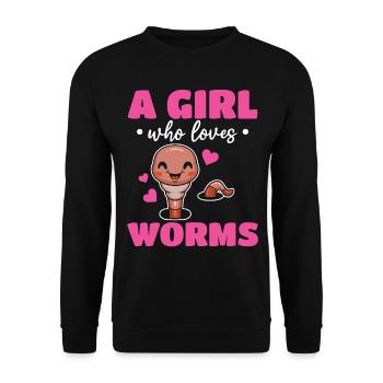 Compost Worm Cute Worm - A girl who worms - Unisex Sweatshirt - black - Front - Alina (178cm) & Michal (187cm)