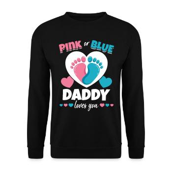 Pink or Blue Daddy Loves You Baby Shower - Unisex Sweatshirt - black - Front - Alina (178cm) & Michal (187cm)