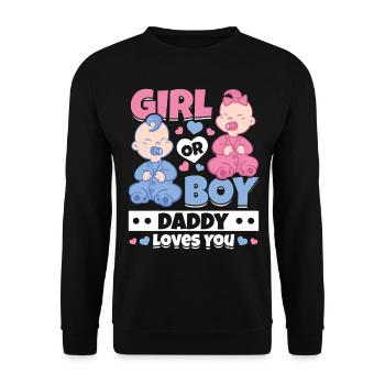 Fille ou garçon papa t’aime nouveau-né - Sweat-shirt Unisexe - noir - Devant - Alina (178cm) & Michal (187cm)