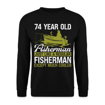 74 Year Old Fisherman Fishing Rod 74 Angler - Unisex Pullover - Schwarz - Vorne - Alina (178cm) & Michal (187cm)
