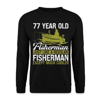 77 Year Old Fisherman Fishing Rod 77 Angler - Unisex Pullover - Schwarz - Vorne - Alina (178cm) & Michal (187cm)