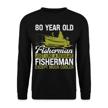 80 Year Old Fisherman Fishing Rod 80 Angler - Unisex Pullover - Schwarz - Vorne - Alina (178cm) & Michal (187cm)