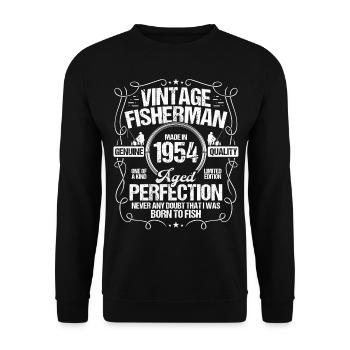 1954 Fishing for Fisherman 1954 Year Born Angler - Unisex Pullover - Schwarz - Vorne - Alina (178cm) & Michal (187cm)