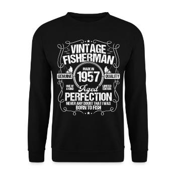 1957 Fishing for Fisherman 1957 Year Born Angler - Unisex Sweatshirt - black - Front - Alina (178cm) & Michal (187cm)