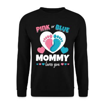 Rosa oder Blau Mama liebt dich Babyparty - Unisex Pullover - Schwarz - Vorne - Alina (178cm) & Michal (187cm)
