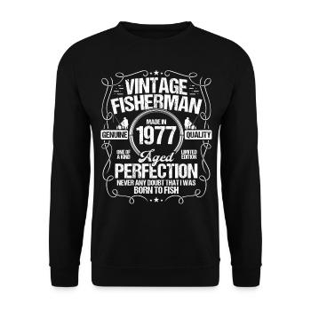 1977 Pêche pour pêcheur 1977 Année de naissance Pêcheur - Sweat-shirt Unisexe - noir - Devant - Alina (178cm) & Michal (187cm)