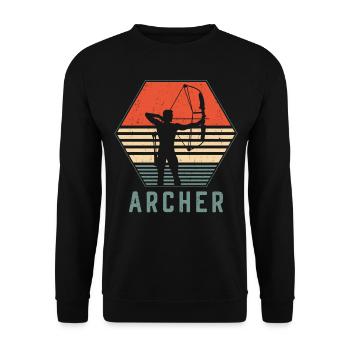 Archery Bow Archer Retro Vintage - Unisex Pullover - Schwarz - Vorne - Alina (178cm) & Michal (187cm)