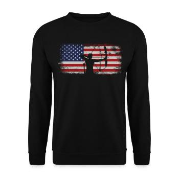 Archery Bow Archer Usa American - Unisex Pullover - Schwarz - Vorne - Alina (178cm) & Michal (187cm)