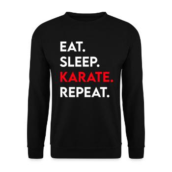 eat sleep karate repeat - Unisex Sweatshirt - black - Front - Alina (178cm) & Michal (187cm)