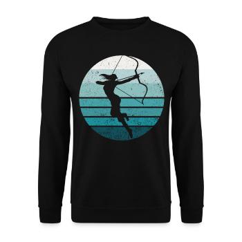 Archery Bow Archer Girl Retro - Unisex Sweatshirt - black - Front - Alina (178cm) & Michal (187cm)