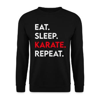 eat sleep karate repeat - Unisex Sweatshirt - black - Front - Alina (178cm) & Michal (187cm)
