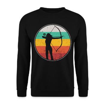 Archery Bow Archer Girl Retro - Unisex Sweatshirt - black - Front - Alina (178cm) & Michal (187cm)