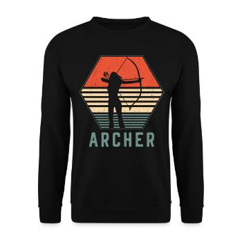 Archery Bow Archer Girl Retro - Unisex Sweatshirt - black - Front - Alina (178cm) & Michal (187cm)