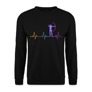 Archery Bow Archer Girl Heartbeat - Unisex Sweatshirt - black - Front - Alina (178cm) & Michal (187cm)