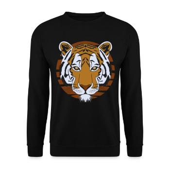Tiger Motiv - Unisex Pullover - Schwarz - Vorne - Alina (178cm) & Michal (187cm)