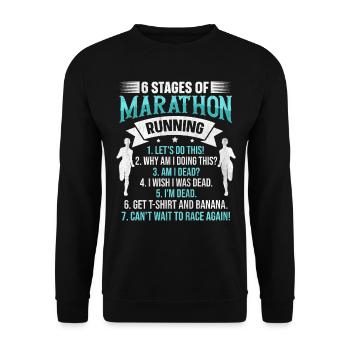 6 Stages Of Marathon Running Funny Marathon Runner - Unisex Pullover - Schwarz - Vorne - Alina (178cm) & Michal (187cm)