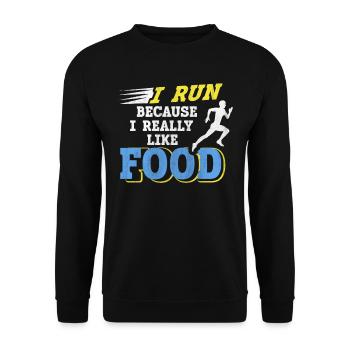 Je cours parce que j’aime beaucoup food Funny Runner - Sweat-shirt Unisexe - noir - Devant - Alina (178cm) & Michal (187cm)