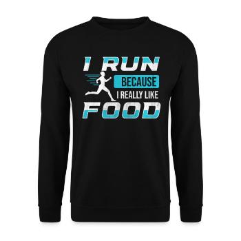 Je cours parce que j’aime beaucoup food Funny Runner - Sweat-shirt Unisexe - noir - Devant - Alina (178cm) & Michal (187cm)