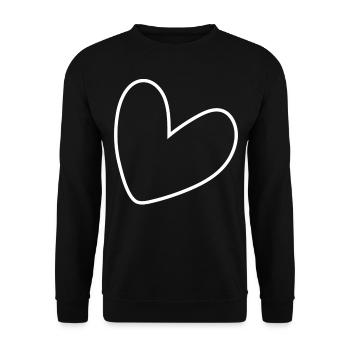 Simple White Heart - Unisex Sweatshirt - black - Front - Alina (178cm) & Michal (187cm)