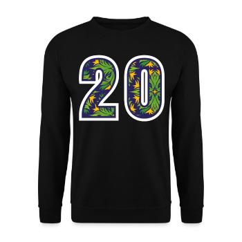 20 Zahl Grün - Unisex Pullover - Schwarz - Vorne - Alina (178cm) & Michal (187cm)