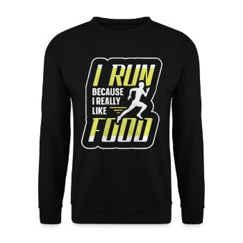 Je cours parce que j’aime beaucoup food Funny Runner - Sweat-shirt Unisexe - noir - Devant - Alina (178cm) & Michal (187cm)
