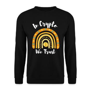 In Crypto We Trust Bitcoin Rainbow Krypto Shirt - Unisex Pullover - Schwarz - Vorne - Alina (178cm) & Michal (187cm)