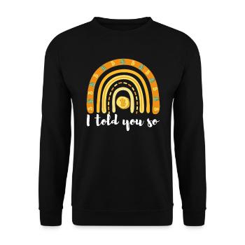 Crypto Bitcoin Rainbow Krypto Bitcoin Shirt - Unisex Pullover - Schwarz - Vorne - Alina (178cm) & Michal (187cm)