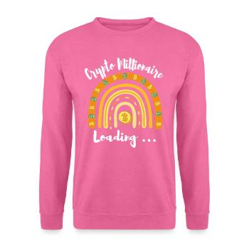 Crypto Millionaire Loading Rainbow Bitcoin Shirt - Unisex Pullover - Pink - Vorne