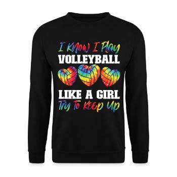 Joueuse de volleyball Team Girl Tie - Sweat-shirt Unisexe - noir - Devant - Alina (178cm) & Michal (187cm)