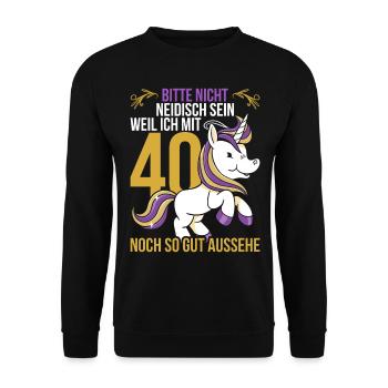 Geschenk 40 jährige Damen Vierzigster Geburtstag - Unisex Pullover - Schwarz - Vorne - Alina (178cm) & Michal (187cm)