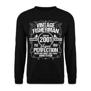 2001 Fishing for Fisherman 2001 Year Born Angler - Unisex Pullover - Schwarz - Vorne - Alina (178cm) & Michal (187cm)