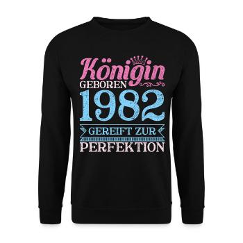 Vintage Königin Geboren 1982 40ter 40. Geburtstag - Unisex Pullover - Schwarz - Vorne - Alina (178cm) & Michal (187cm)