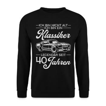 Vintage 40. Geburtstag Klassiker Geschenk 40 Männe - Unisex Pullover - Schwarz - Vorne - Alina (178cm) & Michal (187cm)