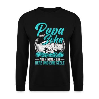 Vintage Papa Sohn Spruch Vater Sohn Partnerlook - Unisex Pullover - Schwarz - Vorne - Alina (178cm) & Michal (187cm)