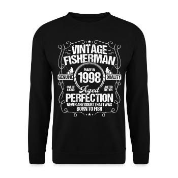 1998 Fishing for Fisherman 1998 Year Born Angler - Unisex Pullover - Schwarz - Vorne - Alina (178cm) & Michal (187cm)