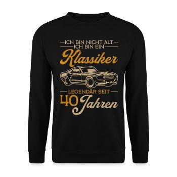 Vintage 40. Geburtstag Geschenk 40 Männer Klassike - Unisex Pullover - Schwarz - Vorne - Alina (178cm) & Michal (187cm)