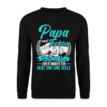 Vintage Spruch Vater Tochter Partnerlook - Unisex Pullover - Schwarz - Vorne - Alina (178cm) & Michal (187cm)