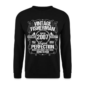 2007 Fishing for Fisherman 2007 Year Born Angler - Unisex Pullover - Schwarz - Vorne - Alina (178cm) & Michal (187cm)