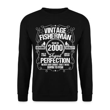 2000 Fishing for Fisherman 2000 Year Born Angler - Unisex Pullover - Schwarz - Vorne - Alina (178cm) & Michal (187cm)