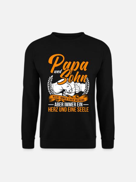 Papa und Sohn Spruch Vater Sohn Partnerlook - Unisex Pullover - Schwarz