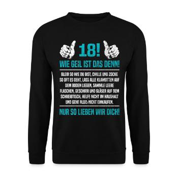 Vintage 18 Sohn Wie Geil Ist Das Denn 18ter 18. Ge - Unisex Pullover - Schwarz - Vorne - Alina (178cm) & Michal (187cm)