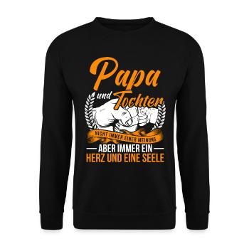 Papa und Tochter Spruch Vater Tochter Partnerlook - Unisex Pullover - Schwarz - Vorne - Alina (178cm) & Michal (187cm)