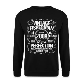 2009 Fishing for Fisherman 2009 Year Born Angler - Unisex Pullover - Schwarz - Vorne - Alina (178cm) & Michal (187cm)