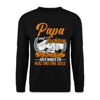 Vintage Papa Spruch Vater Tochter Partnerlook - Unisex Pullover - Schwarz - Vorne - Alina (178cm) & Michal (187cm)