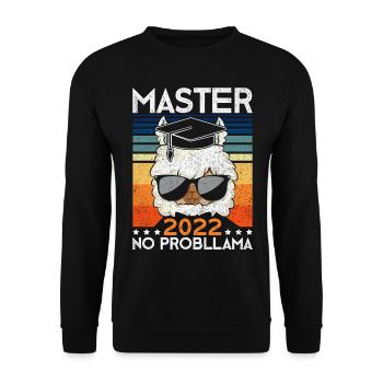 Vintage Master 2022 No Probllama Saying Master - Unisex Sweatshirt - black - Front - Alina (178cm) & Michal (187cm)